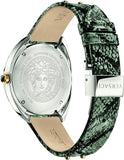 Versace Shadov Quartz Silver Dial Snakeskin Green Leather Strap Watch for Women - VEBM00718 Authentic Buy Shop Now