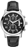 Guess Exec Chronograph Quartz Black Dial Black Leather Strap Watch for Men - W0076G1 Authentic Buy Shop Now