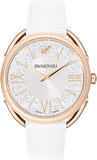 Swarovski Crystalline Glam Silver Dial White Leather Strap Watch for Women - 5452459 Authentic Buy Shop Now