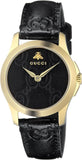 Gucci G Timeless Quartz Black Dial Black Leather Strap Watch For Women - YA126581A Authentic Buy Shop Now