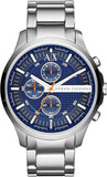Armani Exchange Hampton Chronograph Blue Dial Silver Steel Strap Watch For Men - AX2155 Authentic Buy Shop Now