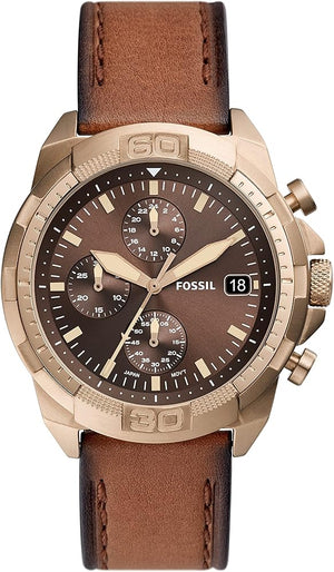 Fossil Bronson Chronograph Brown Dial Brown Leather Strap Watch for Men - FS5857 Authentic Buy Shop Now