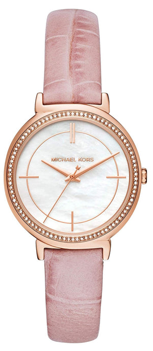 Michael Kors Cinthia Mother of Pearl Dial Pink Leather Strap Watch for Women - MK2663 Authentic Buy Shop Now