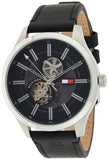 Tommy Hilfiger Spencer Skeleton Black Dial Black Leather Strap Watch for Men - 1791641 Authentic Buy Shop Now