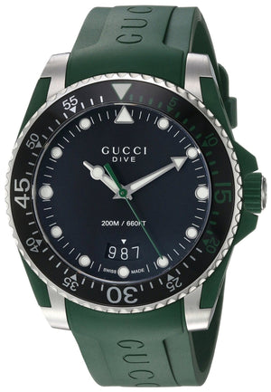 Gucci Dive Black Dial Green Rubber Strap Watch For Men - YA136310 Authentic Buy Shop Now