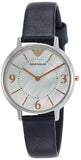 Emporio Armani Kappa White Mother of Pearl Dial Black Leather Strap Watch For Women - AR2509 Authentic Buy Shop Now