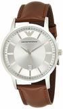 Emporio Armani Renato Silver Dial Brown Leather Strap Watch For Men - AR2463 Authentic Buy Shop Now