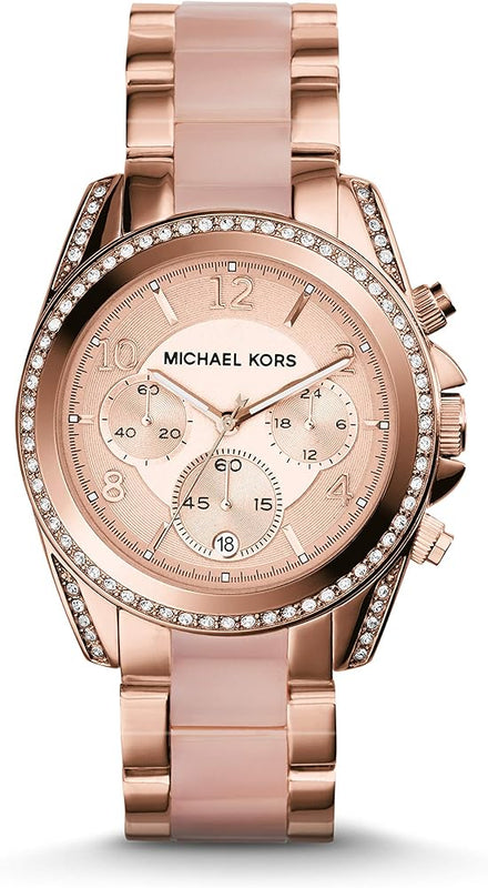 Michael Kors Blair Chronograph Rose Gold Dial Two Tone Steel Strap Watch for Women - MK5943 Authentic Buy Shop Now