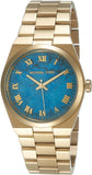 Michael Kors Channing Turquoise Dial Gold Steel Strap Watch For Women - MK5894 Authentic Buy Shop Now