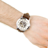 Fossil Grant Automatic White Dial Brown Leather Strap Watch for Men - ME3027 Authentic Buy Shop Now