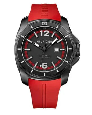 Tommy Hilfiger Windsurf Black Dial Red Rubber Strap Watch for Men - 1791112 Authentic Buy Shop Now