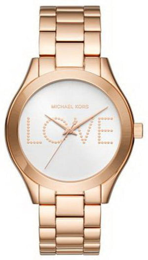 Michael Kors Slim Runway White Dial Rose Gold Steel Strap Watch For Women - MK3804 Authentic Buy Shop Now