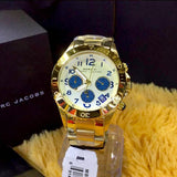 Marc Jacobs Rock Metal Chronograph Gold Dial Gold Steel Strap Watch for Men - MBM3158 Authentic Buy Shop Now