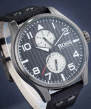 Hugo Boss Aeroliner Maxx Quartz Black Dial Black Nylon Strap Watch For Men - HB1513086 Authentic Buy Shop Now