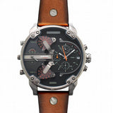 Diesel Mr Daddy 2.0 Chronograph Black Dial Brown Leather Strap Watch For Men - DZ7332 Authentic Buy Shop Now