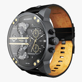 Diesel Mr Daddy 2.0 Chronograph Black Dial Black Leather Strap Watch For Men - DZ7348 Authentic Buy Shop Now