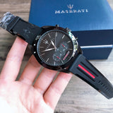 Maserati Traguardo Chronograph Black Dial Black Rubber Strap Watch For Men - R8871612004 Authentic Buy Shop Now