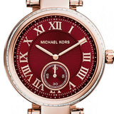 Michael Kors Skylar Maroon Dial Rose Gold Steel Strap Watch for Women - MK6086 Authentic Buy Shop Now