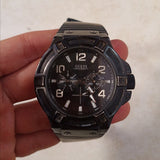Guess Rigor Analog Black Dial Brown Leather Strap Watch For Men - W0040G8 Authentic Buy Shop Now