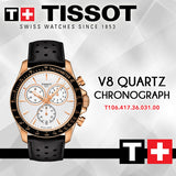 Tissot V8 Quartz Chronograph White Dial Black Rubber Strap Watch For Men - T106.417.36.031.00 Authentic Buy Shop Now