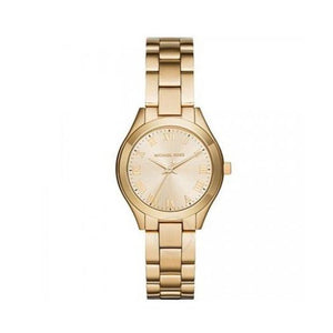 Michael Kors Slim Runway Gold Dial Gold Steel Strap Watch For Women - MK3456 Authentic Buy Shop Now