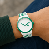 Lacoste Goa White Dial Two Tone Silicon Strap Watch for Kids - 2020117 Authentic Buy Shop Now