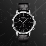 Tissot Carson Premium Chronograph Black Dial Black Leather Strap Watch For Men - T122.417.16.051.00 Authentic Buy Shop Now