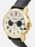 Fossil Grant Chronograph White Dial Black Leather Strap Watch for Men - FS5272 Authentic Buy Shop Now