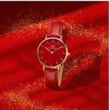 Daniel Wellington Petite Red Dial Red Leather Strap Watch For Women - DW00100405 Authentic Buy Shop Now