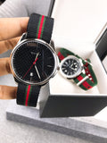 Gucci G Timeless Analog Quartz Black Dial Black NATO Strap Watch For Men - YA126321 Authentic Buy Shop Now