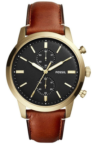 Fossil Townsman Chronograph Black Dial Brown Leather Strap Watch for Men - FS5338 Authentic Buy Shop Now