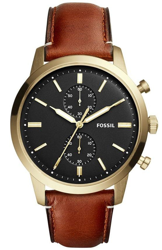 Fossil Townsman Chronograph Black Dial Brown Leather Strap Watch for Men - FS5338 Authentic Buy Shop Now