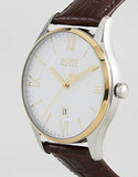 Hugo Boss Classic White Dial Brown Leather Strap Watch for Men - 1513486 Authentic Buy Shop Now