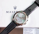 Maserati Traguardo Chronograph Silver Dial Black Rubber Strap Watch for Men - R8871612012 Authentic Buy Shop Now