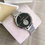 Michael Kors Portia Black Dial Silver Steel Strap Watch for Women - MK3638 Authentic Buy Shop Now