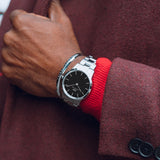 Daniel Wellington Iconic Link Black Dial Silver Steel Strap Watch for Women - DW00100204 Authentic Buy Shop Now