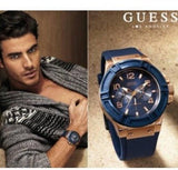 Guess Rigor Blue Dial Blue Silicone Strap Watch For Men - W0247G3 Authentic Buy Shop Now