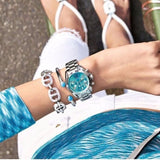 Michael Kors Bradshaw Chronograph Blue Dial Silver Steel Strap Watch For Women - MK6099 Authentic Buy Shop Now