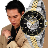 Maserati SFIDA Automatic Skeleton Black Dial Two Tone Steel Strap Watch For Men - R8823140010 Authentic Buy Shop Now