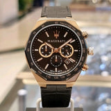 Maserati Stile Black Matte Dial Black Leather Strap Watch For Men - R8871642001 Authentic Buy Shop Now