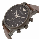 Emporio Armani Classic Chronograph Black Dial Brown Leather Strap Watch For Men - AR1919 Authentic Buy Shop Now