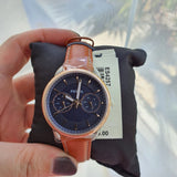 Fossil Tailor Date-Day Quartz Blue Dial Brown Leather Strap Watch for Women - ES4257 Authentic Buy Shop Now