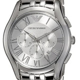 Emporio Armani Velente Chronograph Quartz Silver Dial Silver Steel Strap Watch For Men - AR1702 Authentic Buy Shop Now