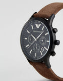Emporio Armani Chronograph Black Dial Brown Leather Strap Watch For Men - AR11078 Authentic Buy Shop Now
