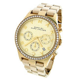 Marc Jacobs Henry Chronograph Gold Dial Gold Steel Strap Watch for Women - MBM3105 Authentic Buy Shop Now