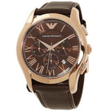 Emporio Armani Chronograph Brown Dial Brown Leather Strap Watch For Men - AR1701 Authentic Buy Shop Now