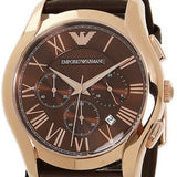 Emporio Armani Chronograph Brown Dial Brown Leather Strap Watch For Men - AR1701 Authentic Buy Shop Now