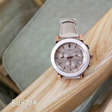 Burberry Chronograph Rose Gold Dial Beige Leather Strap Watch for Women - BU9704 Authentic Buy Shop Now