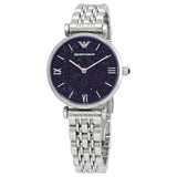 Emporio Armani Gianni T Bar Dark Blue Dial Silver Stainless Steel Watch For Women - AR11091 Authentic Buy Shop Now