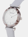 Emporio Armani White Dial Light Blue Leather Strap Watch For Women - AR11002 Authentic Buy Shop Now